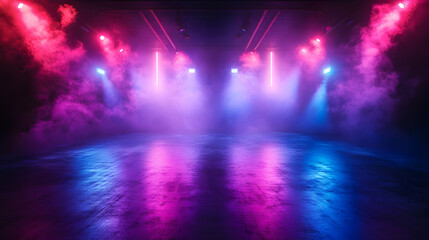 Neon Lights and Smoke Abstract Background