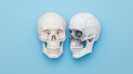 Obraz premium Human Skull Anatomy on Blue Background