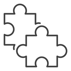 Obraz premium Pair of Jigsaw Puzzle Pieces vector linear icon or symbol