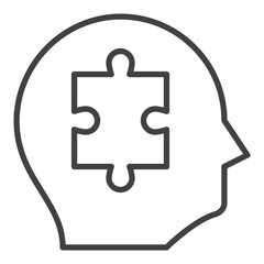 Obraz premium Puzzle inside Human Head vector Jigsaw Puzzles thin line icon or symbol
