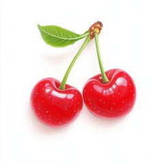 2408_016.Cute color pencil illustration on white background of Cherry