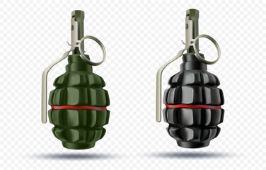 grenade firearms modern weapons realistic vector illustrations