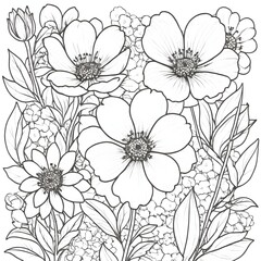seamless floral pattern colouring book
