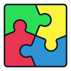 Modern Jigsaw Puzzle creative vector colored icon or sign