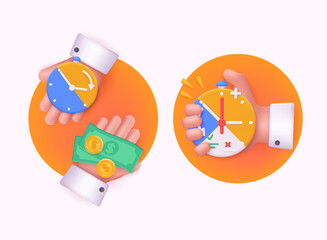 Time management concept planning, organization, working time. Time control plan technology. 3D Web Vector Illustrations.