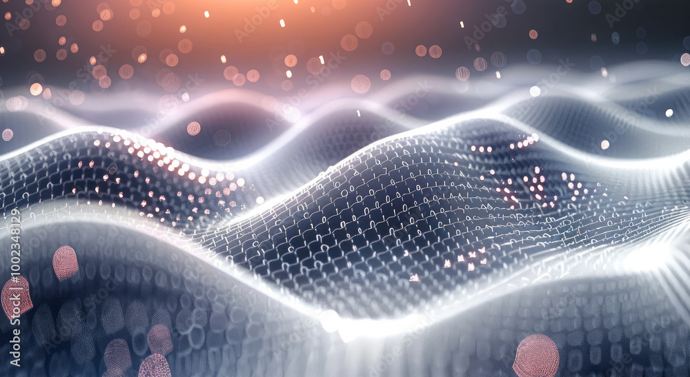 Aufkleber Undulating network waves on a tech background representing a futuristic concept.