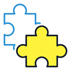 Pair of Jigsaw Puzzles vector colored icon or logo element