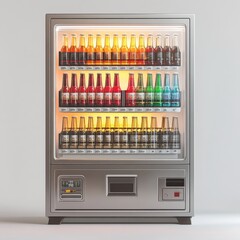 A Modern Vending Machine Filled With Colorful Bottled Beverages in a Well-Lit Indoor Setting