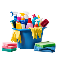 bucket with cleaning supplies