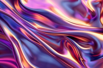 Fototapeta premium Glossy Vibrant Abstract with Neon Fluid Design and Dynamic Metallic Shine