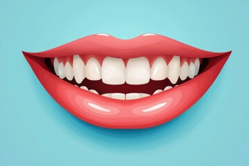 Naklejka premium A Close-Up of White Teeth and Red Lips Smiling