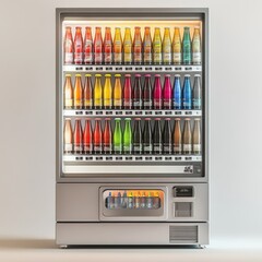 Fototapeta premium A Modern Vending Machine Stocked With Colorful Beverages in a Bright Indoor Setting