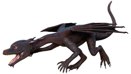 3D Rendering Fairy Tale Dragon on White