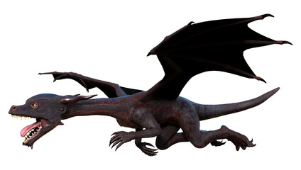 3D Rendering Fairy Tale Dragon on White