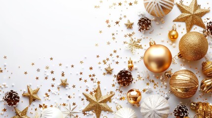 christmas background with golden balls
