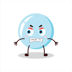 Cute angry expression of bubble cartoon character