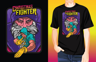 Christmas Fighter t-shirt design unique idea