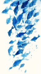 Fototapeta premium Blue Fish Swimming in a Vibrant Underwater Scene With Splashes of Color