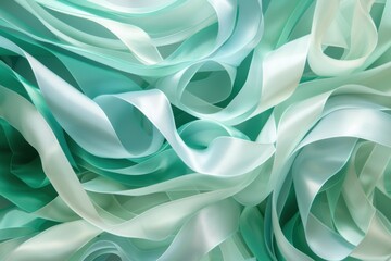 Fototapeta premium Translucent Mint Green Flowing Abstract with Soft Waves and Silky Gradient Design