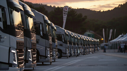 A column of vehicles at the demonstration