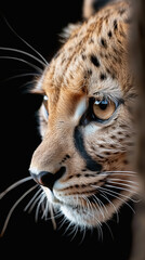 Fototapeta premium close up of a leopard on black