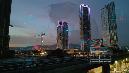 Smart city and communication network concept. Digital transformation. High quality 4k footage