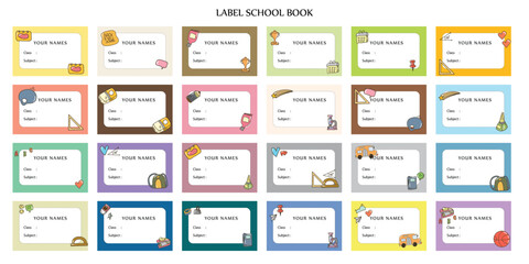 set of note book label element stock design. Notebook Labels Vector Template Design. School Book, notebook Labels Template. Set stickers for notebook.