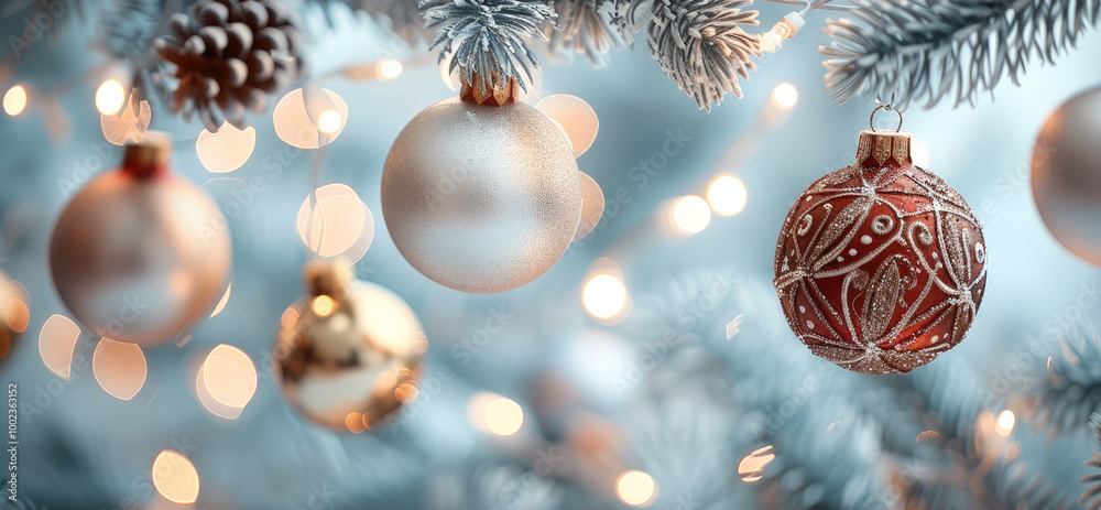 Poster The minimalist style New Year decoration with the background of bokeh garland is symbolic of the new year.