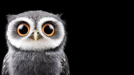 Obraz premium The owl's large, captivating eyes and delicate feathers create a stunning portrait with a dark, unobtrusive background