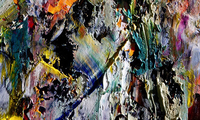 Colorful abstract background wallpaper. Modern motif visual art. Mixtures of oil paint. Trendy hand painting canvas. Wall decor and Wall art prints Idea. 3D Texture. Art object	