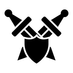 Two Swords And Shield Icon Style