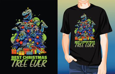 Dino Christmas Tree t-shirt design unique idea © Nur