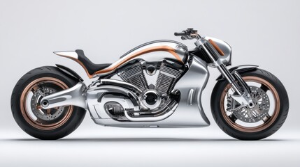 Fototapeta premium Sleek Chrome Motorcycle with Modern Design Features