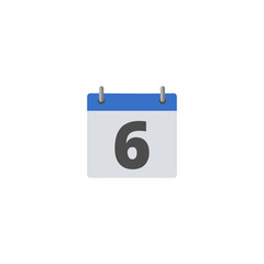 Calendar icon 6 isolated on transparent Background