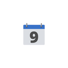 Calendar icon 9 isolated on transparent Background