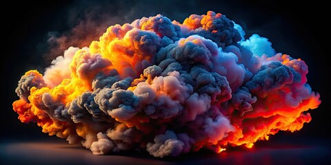 A billowing smoke cloud ascends against a shadowy backdrop, creating a striking visual ideal for abstract art or atmospheric themes and evoking deep emotions.