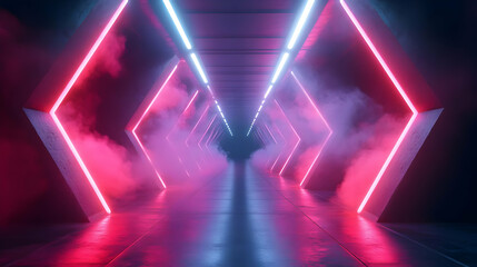 Fototapeta premium Neon Glow in a Futuristic Tunnel 3D Render
