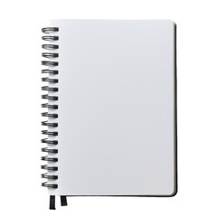 Open Spiral notebook on a blank sheet of paper isolated on a cut out PNG transparent background