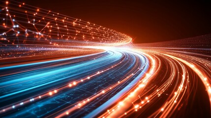 Abstract Technology Highway A Futuristic Journey of Digital Trails and Data Connections