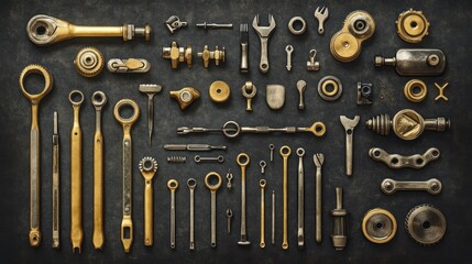 Collection of Antique and Modern Tools and Gears