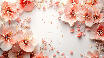 Romantic art print with a delicate pink and gold floral pattern, perfect for Valentineâ€™s Day cards and wedding decor