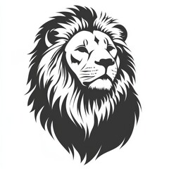 Detailed Lion Head Illustration Showcasing the Majestic Features and Mane Texture in Black and White