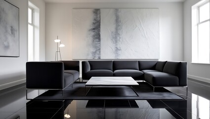 Modern interior living room with sleek furniture, modern design