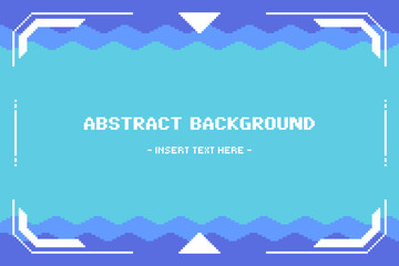 Wavy Blue Background with White Interface screen frame, Pixel Art Flat Style