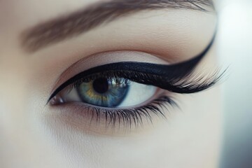 Obraz premium Long Lashes. Closeup of Female Eye with Extreme Length Eyelashes, Perfect Makeup. Fashion Beauty Concept