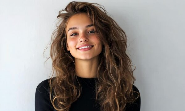Charming Young French Woman's Shy Smile