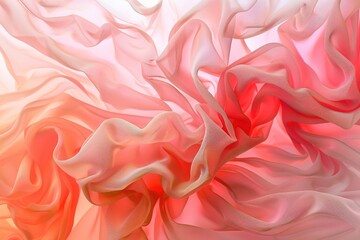 Obraz premium Soft Coral and Cream Fluid Waves in a Gentle Abstract Pastel Flow Design