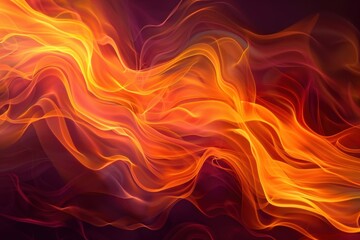Obraz premium Fiery Abstract Waves of Orange and Red Hues Creating a Dynamic Digital Flame Design
