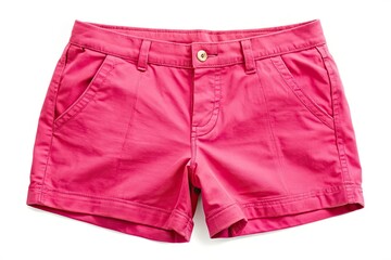 Chic pink shorts set against a white background, ideal for summer style and casual outings, combining comfort and fashion effortlessly for warm-weather looks.