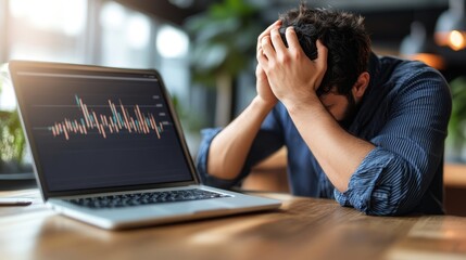 Market Meltdown Stressed Young Trader Facing Financial Loss With Plummeting Stock Chart